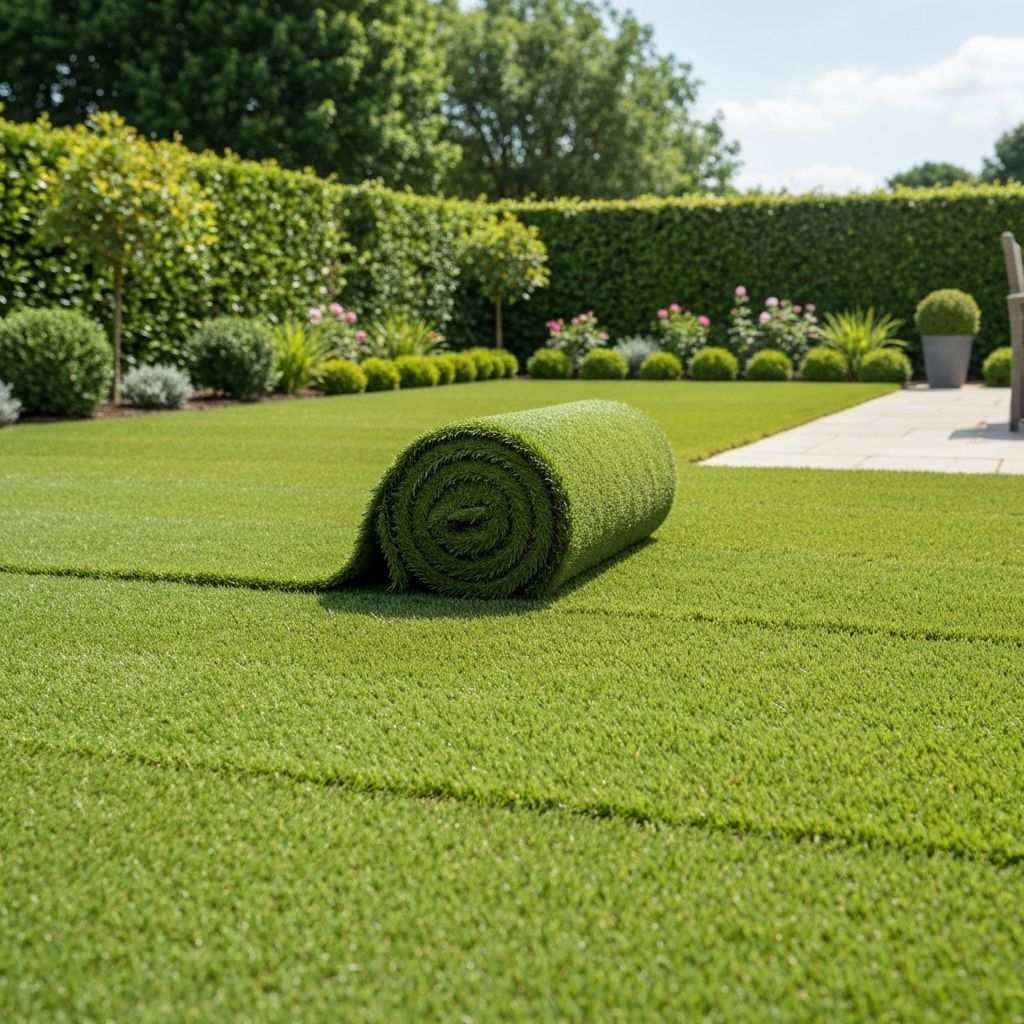 Рулонный газон на участке 15 соток