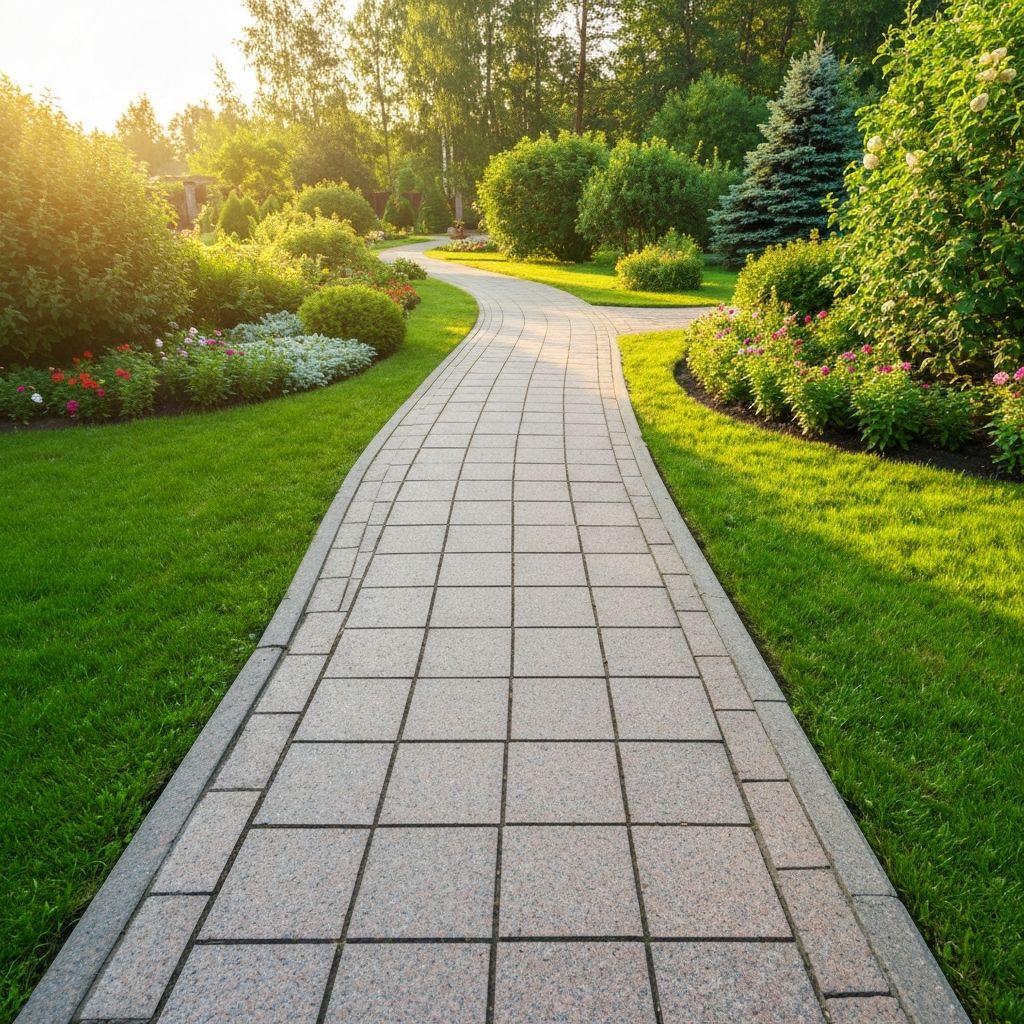 Мощение дорожек гранитной плиткой